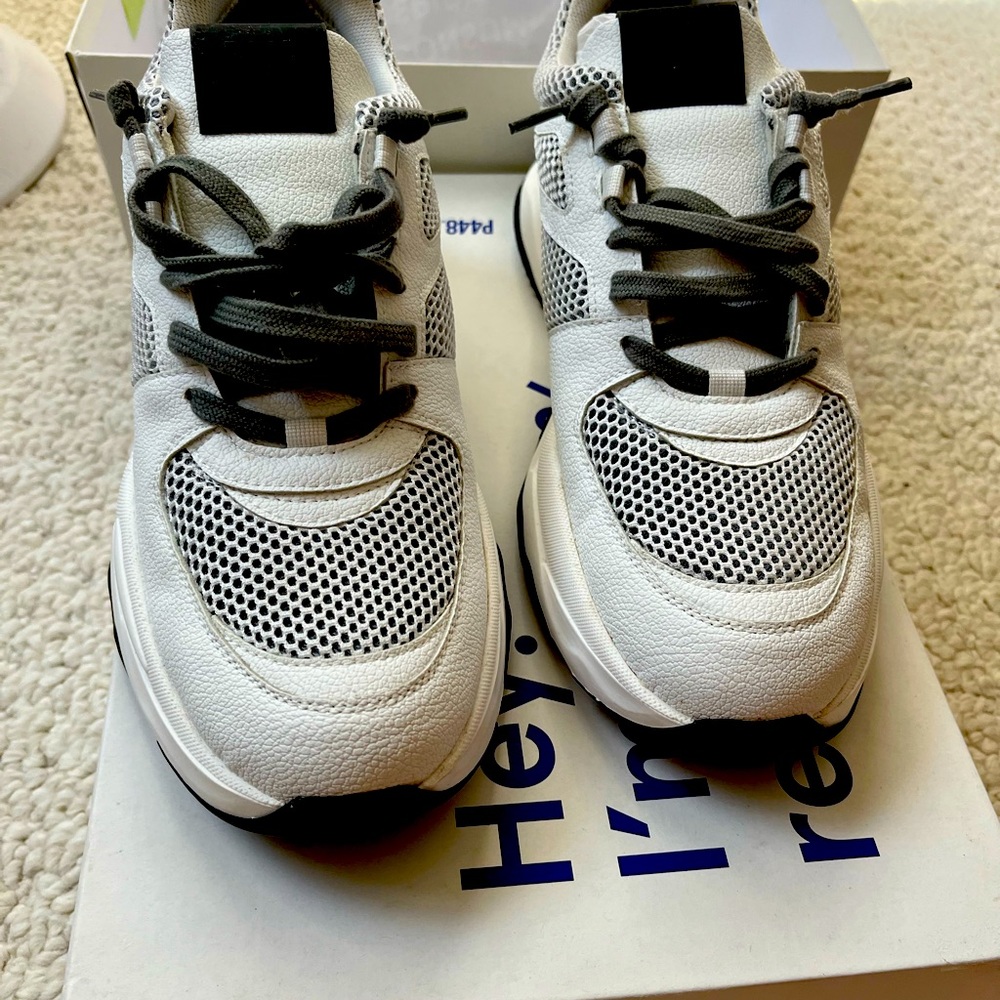 P448 White and Black Women's Athletic Sneakers